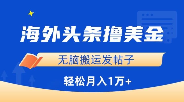 海外头条撸美金,无脑搬运发帖子,月入1万+,小白轻松掌握【揭秘】-777网创网