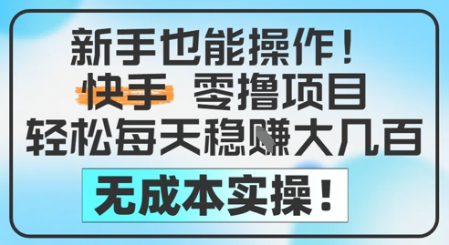 新手也能操作,快手零撸挣米,轻松每天挣2-5张,完全无成本-777网创网