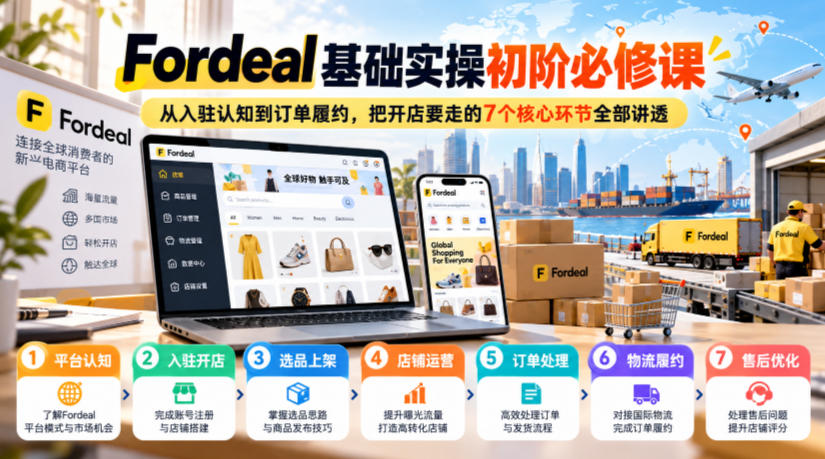 Fordeal基础实操初阶必修课,从入驻认知到订单履约,把开店要走的7个核心环节全部讲透-777网创网
