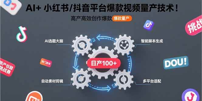 （15624期）AI+小红书/抖音平台爆款视频量产技术：高产高效创作爆款视频！-777网创网
