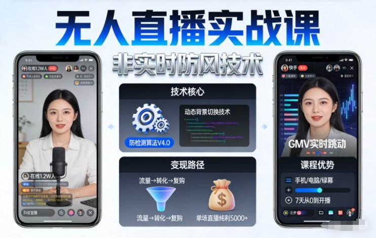 宝子哥无人直播实战课,非实时防风技术,聚焦抖音快手等平台直播带货,轻松开启直播变现之路(更新261010)-777网创网