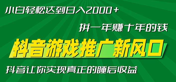 (13331期)新风口抖音游戏推广—拼一年赚十年的钱,小白每天一小时轻松日入2000+-777网创网