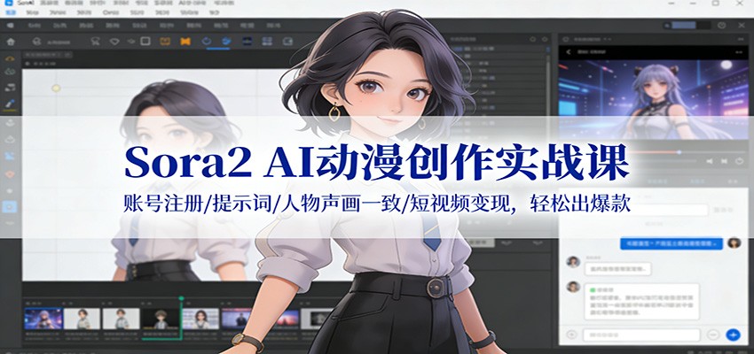 Sora2 AI动漫创作实战课:账号注册/提示词/人物声画一致/短视频变现,轻松出爆款-777网创网