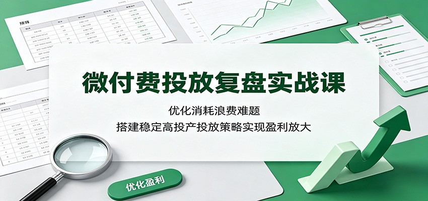 微付费投放复盘实战课：优化消耗浪费难题，搭建稳定高投产投放策略实现盈利放大-777网创网