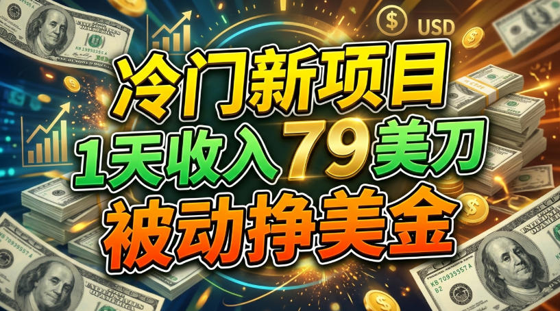 冷门新项目，1天收入79刀，被动挣美刀-777网创网
