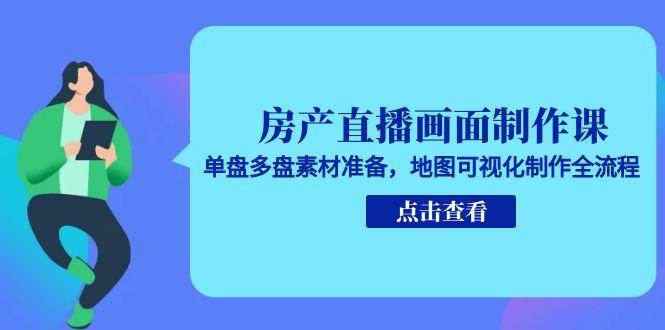 （15156期）房产直播画面制作课，单盘多盘素材准备，地图可视化制作全流程-777网创网