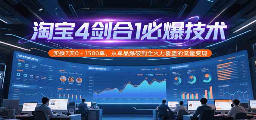 淘宝4剑合1必爆技术,实操7天0-1500单,从单品爆破到全火力覆盖的流量变现-777网创网