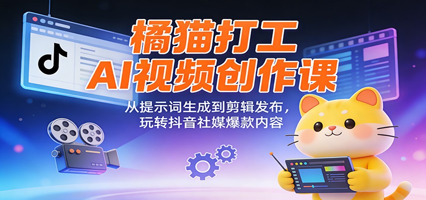 橘猫打工AI视频创作课:从提示词生成到剪辑发布,玩转抖音社媒爆款内容 橘猫打工AI视频创作课:从提示词生成到剪辑发布,玩转抖音社媒爆款内容