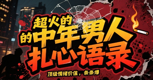 超火的中年男人扎心语录,顶级情绪价值,条条爆,AI操作简单