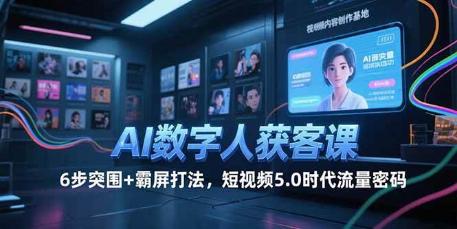 （15247期）AI数字人获客课，6步突围+霸屏打法，短视频5.0时代流量密码-777网创网