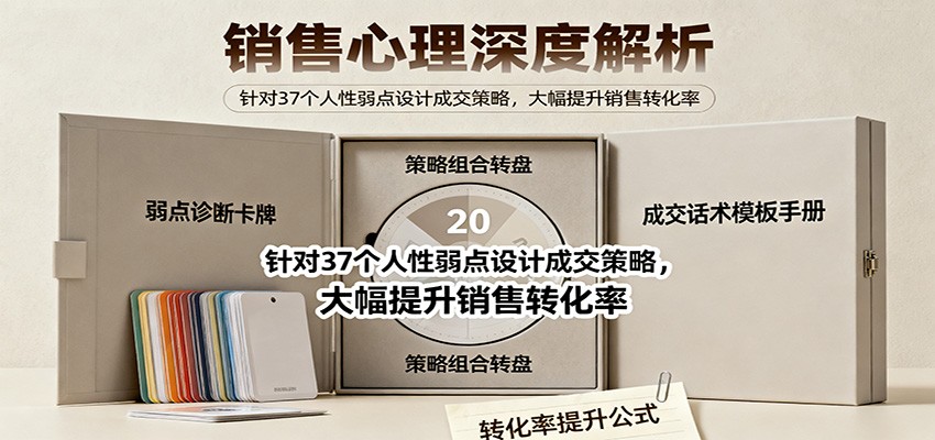 销售心理深度解析：针对37个人性弱点设计成交策略，大幅提升销售转化率！-777网创网