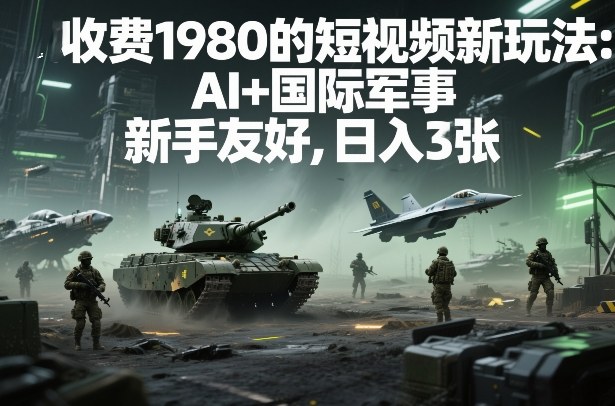 外面收费1980的短视频新玩法：AI+国际军事，新手友好，日入3张+【附详细教程】-777网创网