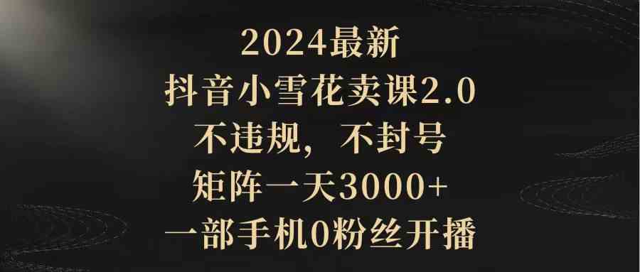 图片[1]-（9639期）2024最新抖音小雪花卖课2.0 不违规 不封号 矩阵一天3000+一部手机0粉丝开播-777网创网
