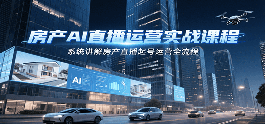 房产AI直播运营实战课程,系统讲解房产直播起号运营全流程-777网创网