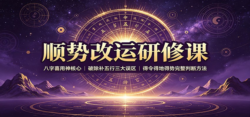 顺势改运研修课：八字喜用神核心，破除补五行三大误区，得令得地得势完整判断方法-777网创网