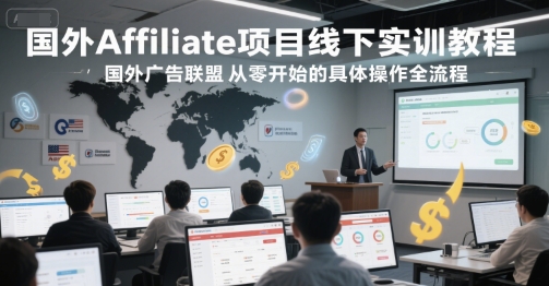 国外Affiliate项目线下实训教程，国外广告联盟从零开始的具体操作全流程-777网创网