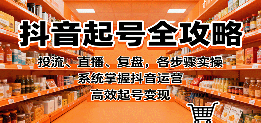 抖音起号全攻略，投流、直播、复盘，各步骤实操，系统掌握抖音运营，高效起号变现-777网创网