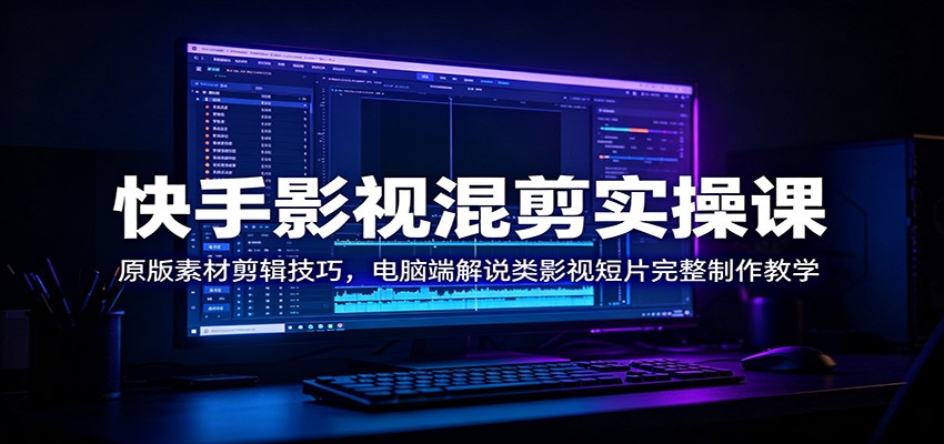快手影视混剪实操课：原版素材剪辑技巧，电脑端解说类影视短片完整制作教学-777网创网