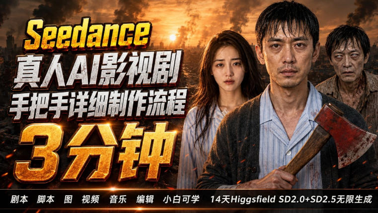 3分钟真人AI影视剧怎么做？SD 2.0手把手完整制作流程｜Higgsfield 14天SD 2.0/2.5无限生成-777网创网