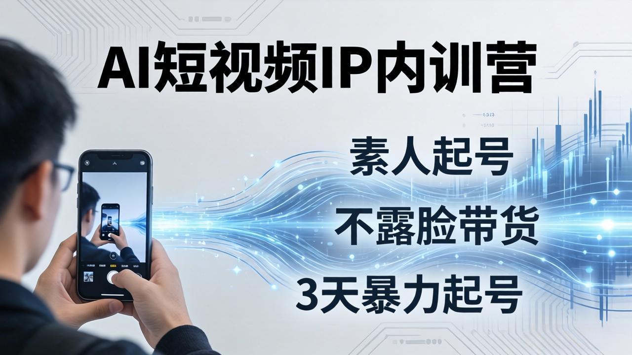 2026AI短视频IP内训营:从素人起号到不露脸带货,3天暴力起号全流程拆解-777网创网