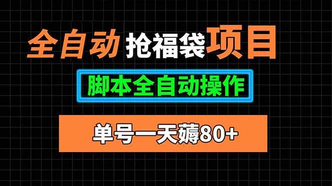 （15697期）全自动抢福袋项目，单号一天80+脚本全自动操作-777网创网