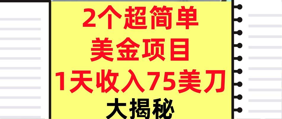 2个超简单美金项目，1天收入75美刀，3分钟学会，内部教程（大揭秘）-777网创网
