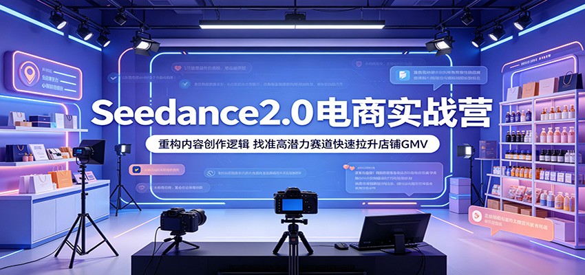 Seedance2.0电商实战营：重构内容创作逻辑，找准高潜力赛道快速拉升店铺GMV-777网创网