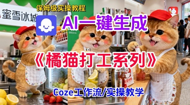 Coze扣子工作流一键生成胖橘猫打工短视频,保姆级实操搭建教学-777网创网