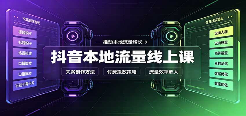 抖音本地流量线上课：账号搭建拍摄剪辑，文案创作与付费投放教学-777网创网
