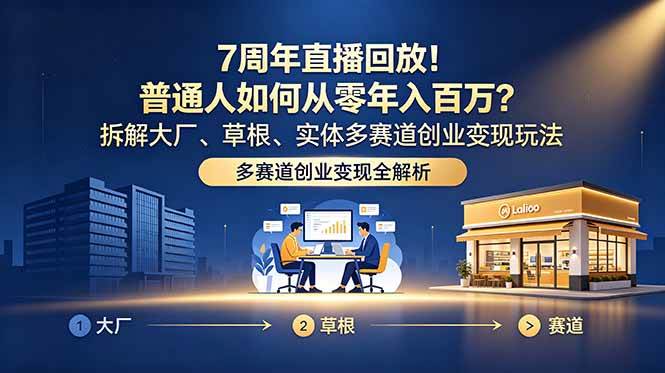 (18894期)7周年直播回放!普通人如何从零年入百万?拆解大厂、草根、实体多赛道创业变现玩法-777网创网