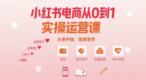 小红书电商从0到1实操运营课,从零开始,简单易学