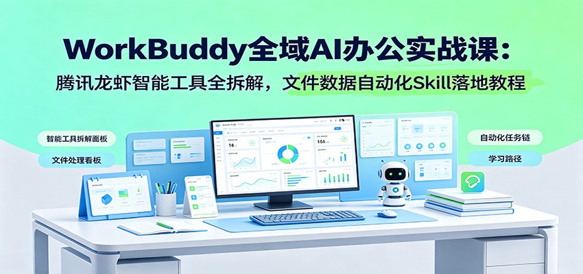 WorkBuddy全域AI办公实战课：腾讯龙虾智能工具全拆解，文件数据自动化Skill落地教程-777网创网