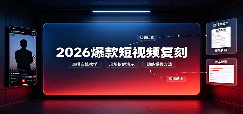 2026爆款短视频复刻：直播实操教学，配套文字文档掌握全流程-777网创网