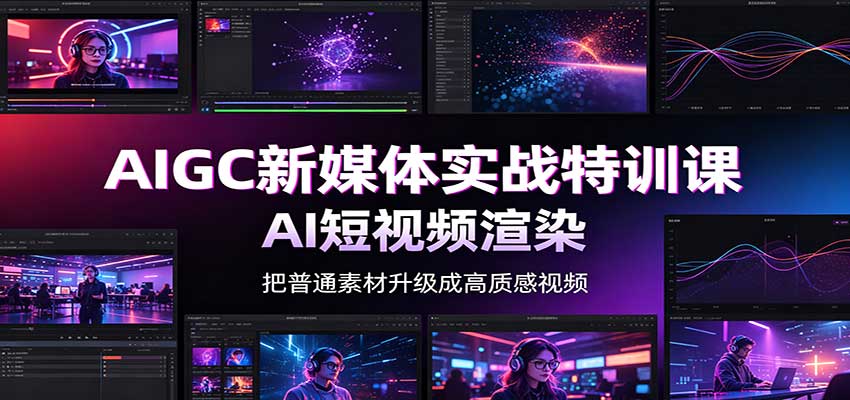 AIGC新媒体实战特训课：工具入门实操，AI短视频渲染，数字人商业视频制作-777网创网