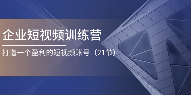 （11278期）企业短视频训练营：打造一个盈利的短视频账号（21节）-777网创网