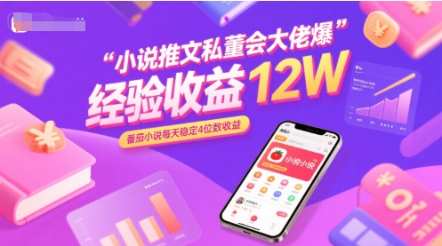 小说推文私董会大佬爆单经验分享收益12W，番茄小说每天稳定4位数收益-777网创网