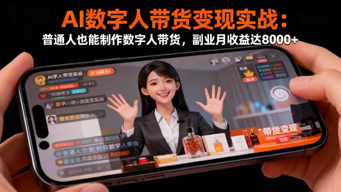 AI数字人带货变现实战:普通人也能制作数字人带货,副业月收益达8000+-777网创网