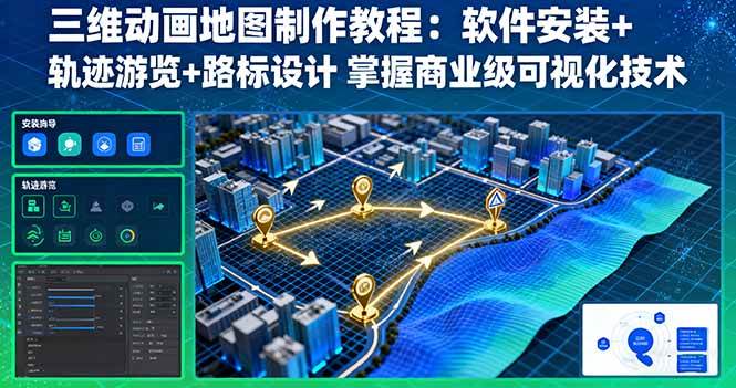 （16096期）三维动画地图制作教程：软件安装+轨迹游览+路标设计 掌握商业级可视化技术-777网创网