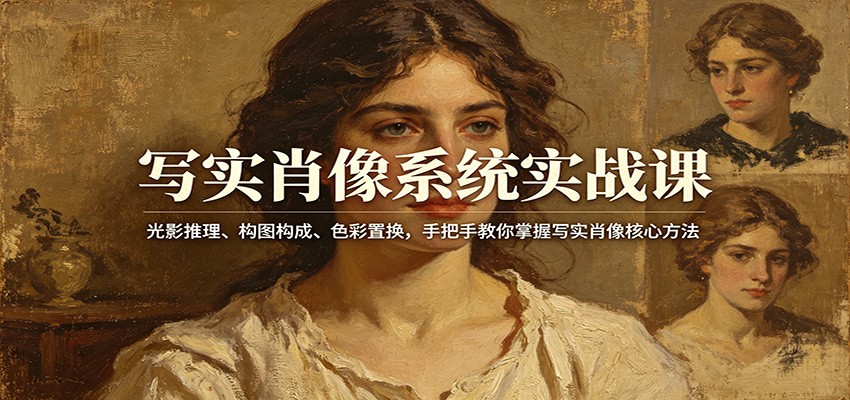 写实肖像系统实战课：光影推理、构图构成、色彩置换，手把手教你掌握写实肖像核心方法-777网创网