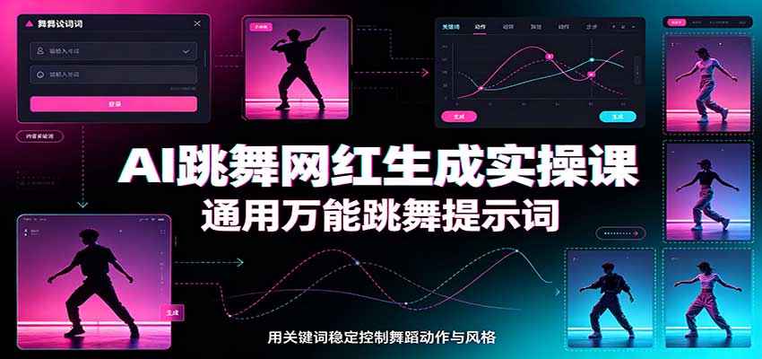 AI跳舞网红生成实操课：通用万能跳舞提示词，多模型适配，人物舞蹈视频制作全套教学-777网创网