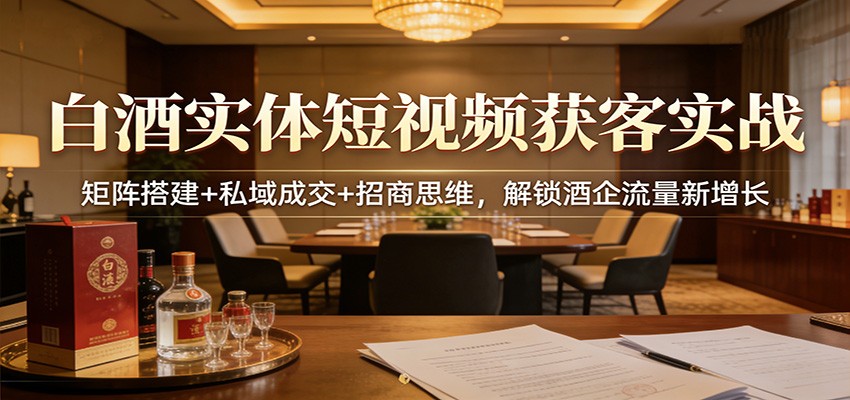 白酒实体短视频获客实战：矩阵搭建+私域成交+招商思维，解锁酒企流量新增长-777网创网