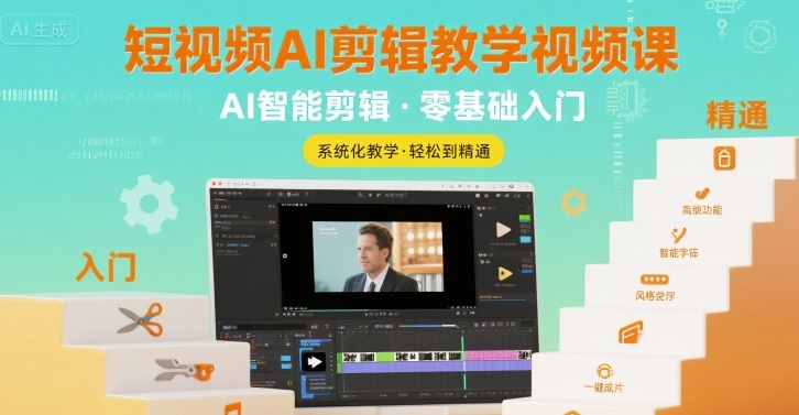 短视频AI剪辑教学视频课，入门到精通-777网创网