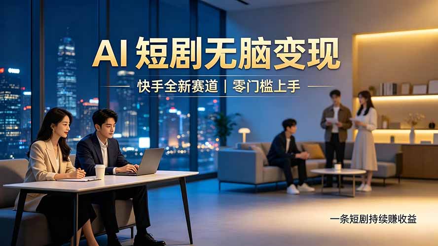 别乱找副业了，快手 AI 短剧零门槛长久被动增收-777网创网