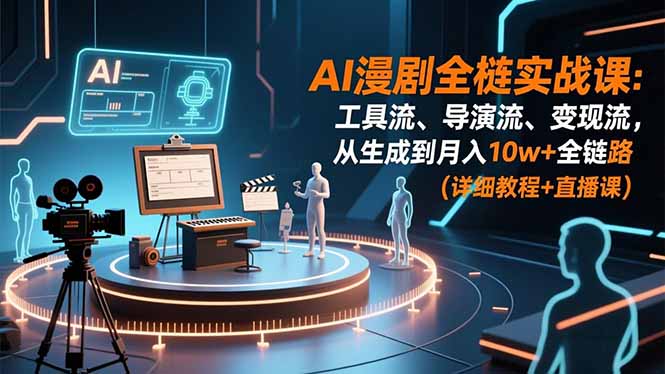 AI漫剧全栈实战课:工具流、导演流、变现流,从生成到月入10w+全链路 (详细教程+直播课-777网创网