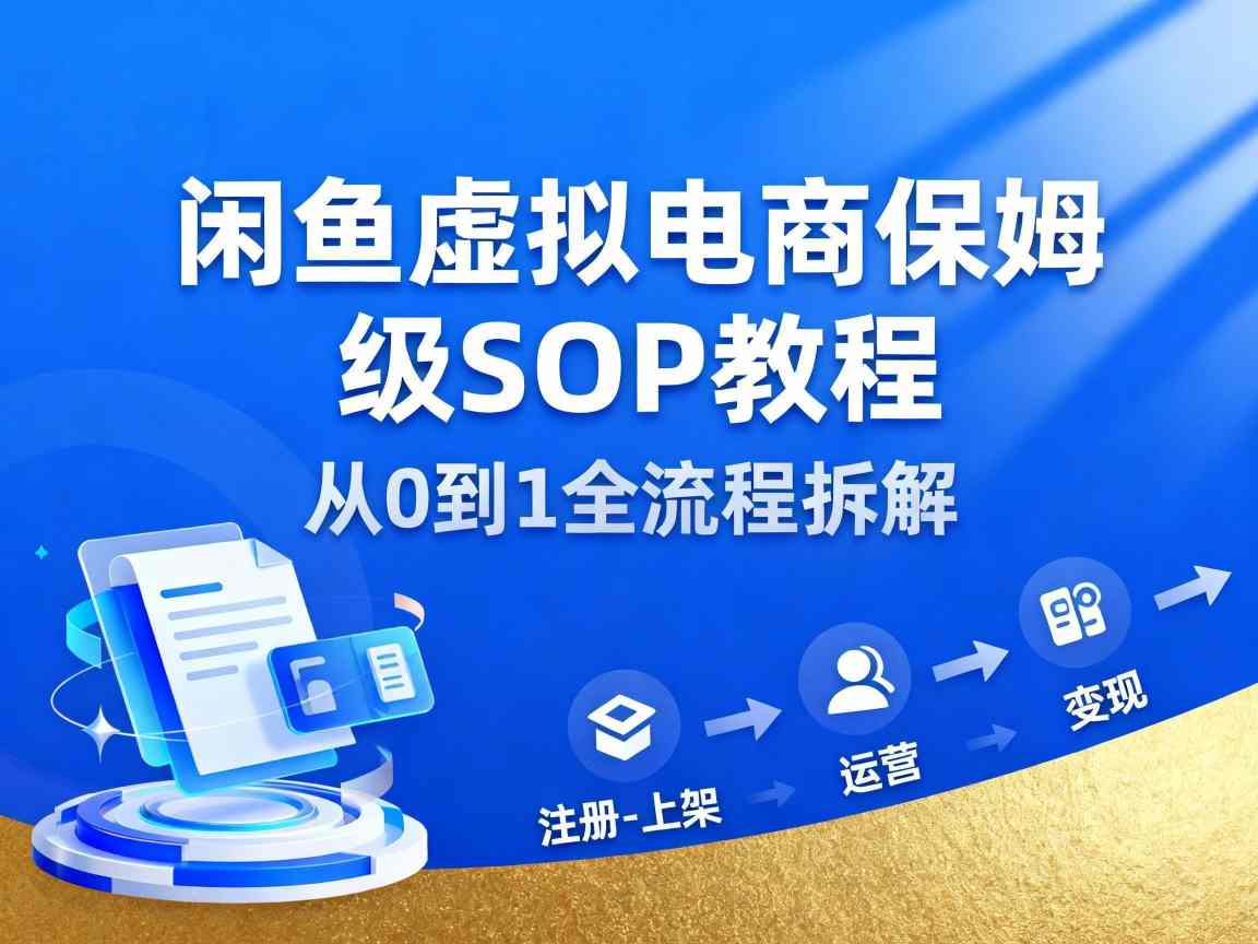 闲鱼虚拟电商，月入轻松过1W，保姆级SOP教程-777网创网