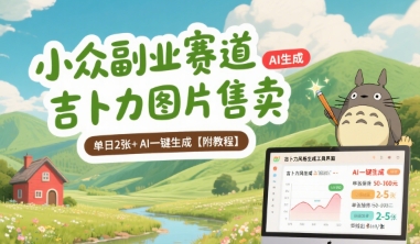 小众副业赛道 吉卜力图片售卖 单日2张+ AI一键生成【附教程】-777网创网