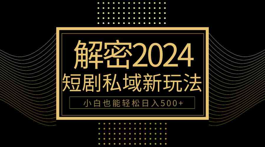 （9951期）10分钟教会你2024玩转短剧私域变现，小白也能轻松日入500+-777网创网
