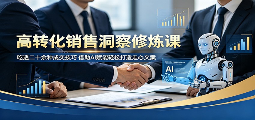 高转化销售洞察修炼课：吃透二十余种成交技巧，借助AI赋能轻松打造走心文案-777网创网
