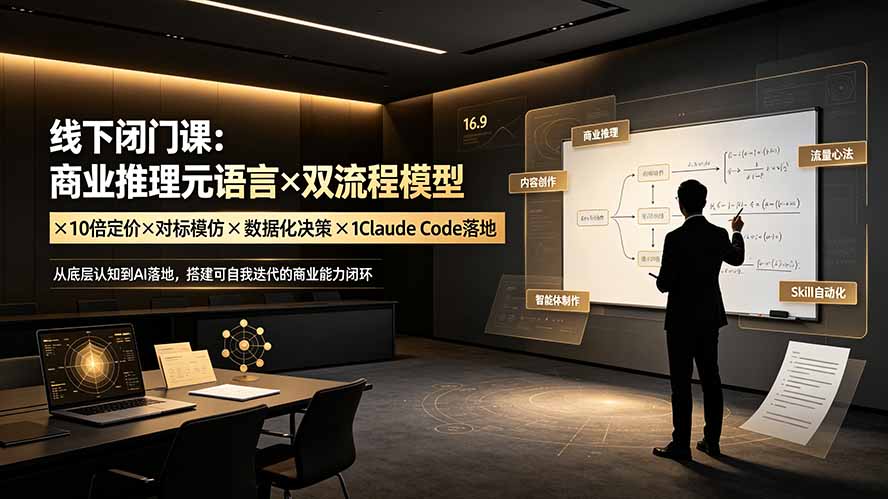 线下闭门课：商业推理元语言×双流程模型×10倍定价×对标模仿×数据化决策×Claude Code落地，击穿认知盲区-777网创网