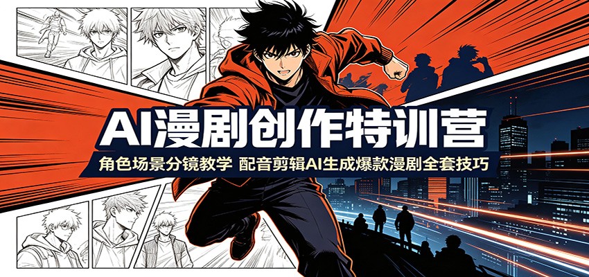 AI漫剧创作特训营：角色场景分镜教学，配音剪辑AI生成爆款漫剧全套技巧-777网创网
